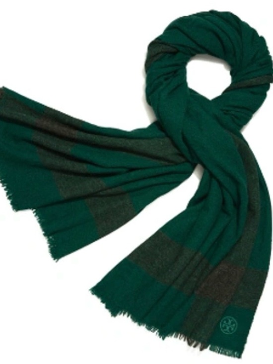 Tory Burch Accessories - Tory Burch Green Teal and Charcoal Wool Cashmere Blend Scarf